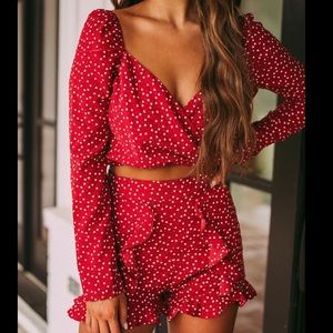 Never worn red and white heart set